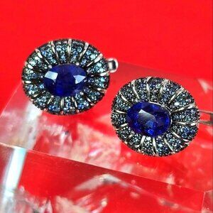 925 Sterling Silver Earrings with Natural Sapphire Gemstones
